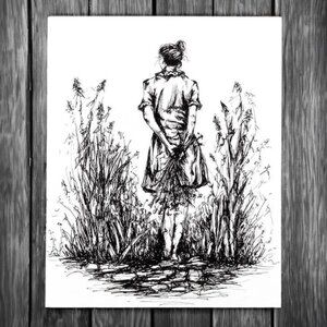 Wildflower Walk Illustration, Original Art Print